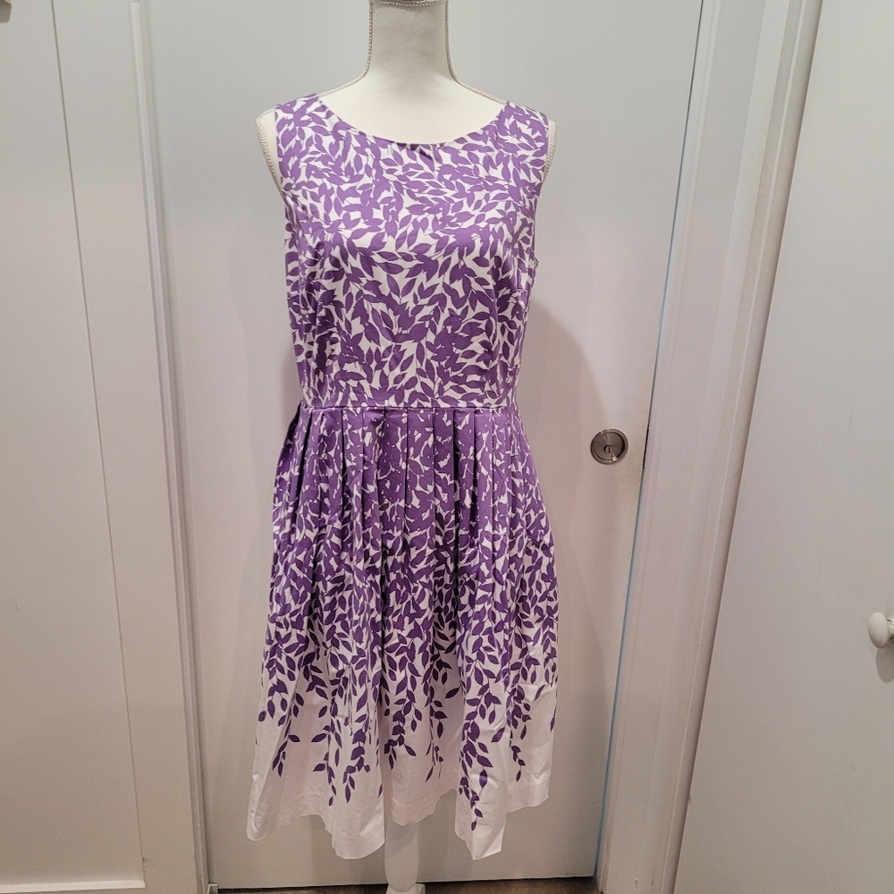 Talbots size 10 sleeveless dress. Purple and white.